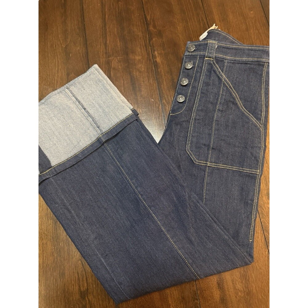 High-Rise Cuffed Wide-Leg Jeans in Dark Indigo - Picture 4 of 7